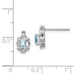 Sterling Silver Rhodium-plated Aquamarine & Diam. Earrings - Image 4