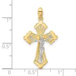 Sterling Silver Gold-tone and Rhodium-plated Crucifix Cross Pendant - Image 4