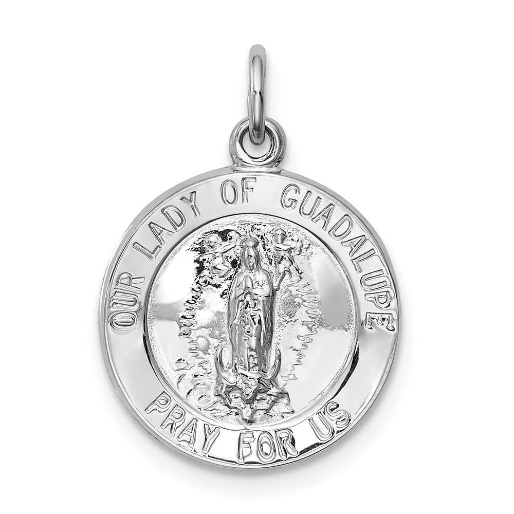 QC5569-1.jpg Sterling Silver Rhodium-plated Our Lady of Guadalupe Medal - Image 1