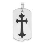 Sterling Silver Platinum-plated Polished Black Epoxy Cross Dog Tag Pendant - Image 3
