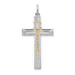 Sterling Silver Platinum-plated & Gold-tone Rosary on Cross Pendant