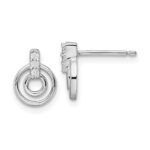 Sterling Silver Rhodium-plated Polished CZ Circles Post Earrings