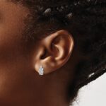 Sterling Silver Rhodium-plated CZ Leaf Post Earrings - Image 3