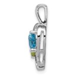 Sterling Silver Rhodium-plated Blue Topaz Peridot Diamond Pendant - Image 2