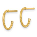 14k Polished 1.2 x 12mm Diamond-cut Solid C-Hoop Post Earrings - Image 2