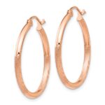 14k Rose Gold Lightweight Satin Diamond Cut Hoop Earrings - Image 2