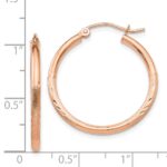14k Rose Gold Lightweight Satin Diamond Cut Hoop Earrings - Image 4