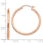 14k Rose Gold Lightweight Satin Diamond Cut Hoop Earrings - Image 4