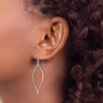 14k White Gold Polished Twisted Oblong Dangle Earrings - Image 3