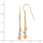 14K Tri-color w/Diamond-cut Beads Dangle Earrings - Image 4