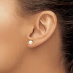 14k 5-6mm White Round Freshwater Cultured Pearl Stud Post Earrings - Image 3
