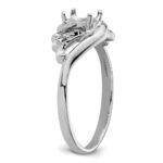 14k White Gold Polished .02ct. Diamond & 6x4 Oval Gemstone Ring Mounting - Image 4