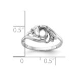 14k White Gold Polished .02ct. Diamond & 6x4 Oval Gemstone Ring Mounting - Image 5