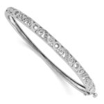 14k White Gold Swirl Design Holds 3/4 carat (5-2.9mm/6-1.7mm/12-1.3mm Round Stones) Hinged Oval Bangle Mounting
