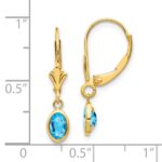 14k 6x4 Oval Bezel December/Blue Topaz Leverback Earrings - Image 4