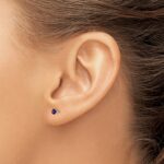 14k White Gold 3mm Round February/Amethyst Stud Earrings - Image 3