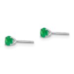 14k White Gold 3mm Round May/Emerald Stud Earrings - Image 2