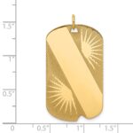 14k Patterned Sunburst with Diagonal Stripe .018 Gauge Engravable 36x21mm Dog Tag Disc Charm - Image 2