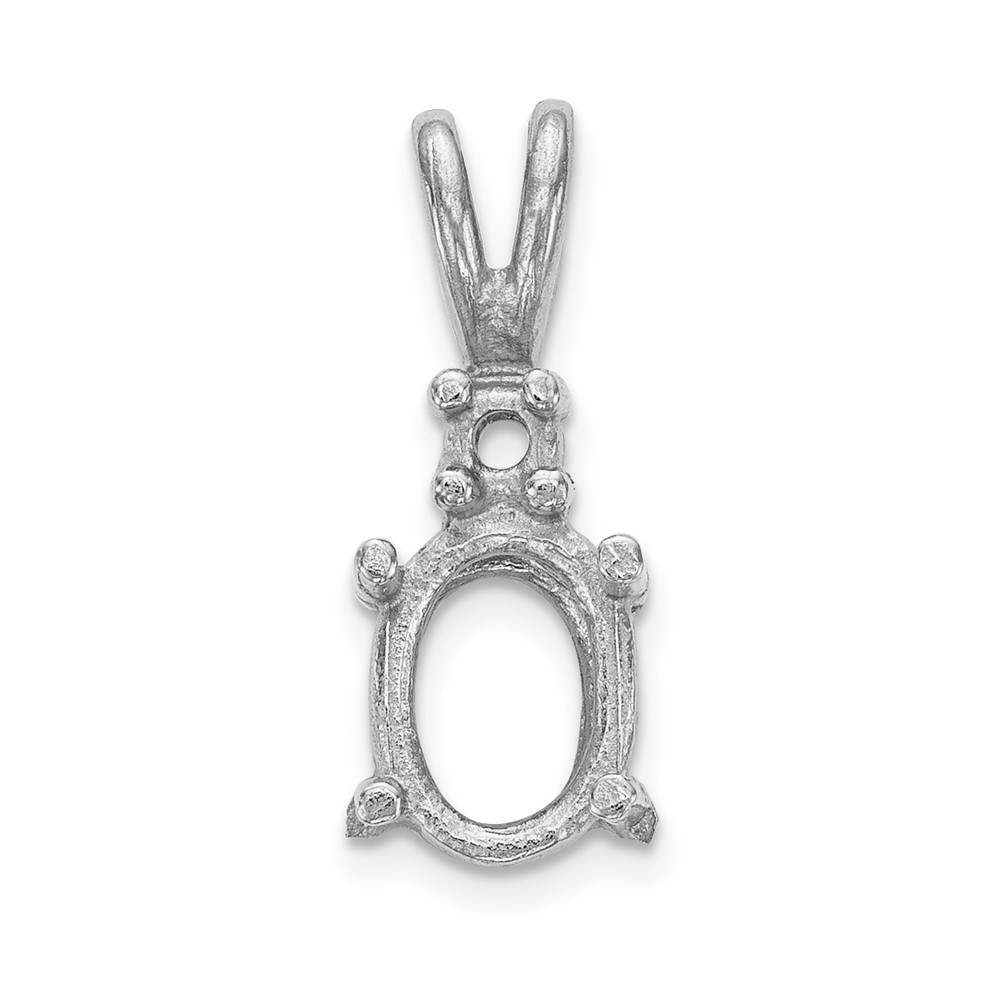 XP1005-1.jpg 14k White Gold Diamond and 7x5mm Oval Stone Pendant Mounting - Image 1