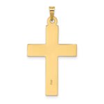 14k Polished Wood Texture Solid Cross Pendant - Image 4