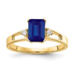 14k 7x5mm Emerald Cut Sapphire AA Diamond ring