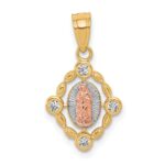10k Small Two-tone w/ White Rhodium Our Lady of Guadalupe Pendant