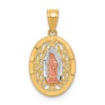 10k Two-tone with White Rhodium Our Lady of Guadalupe Pendant