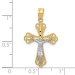 10K w/ Rhodium Filigree Crucifix Pendant - Image 3