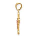 10k Two-tone Yellow and Rose Gold CZ Crucifix Pendant - Image 2