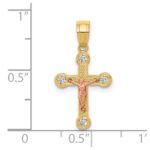 10k Two-tone Yellow and Rose Gold CZ Crucifix Pendant - Image 3