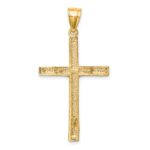 10K w/ Rhodium Diamond-Cut Crucifix Pendant - Image 3