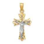 10K w/Rhodium Filigree Crucifix Pendant