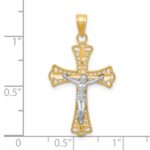 10K w/Rhodium Diamond-Cut Crucifix Pendant - Image 3