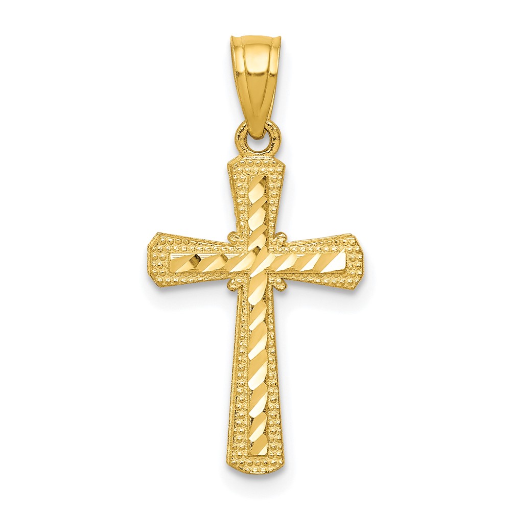 10C1115.jpg 10k Diamond-Cut Cross Pendant - Image 1