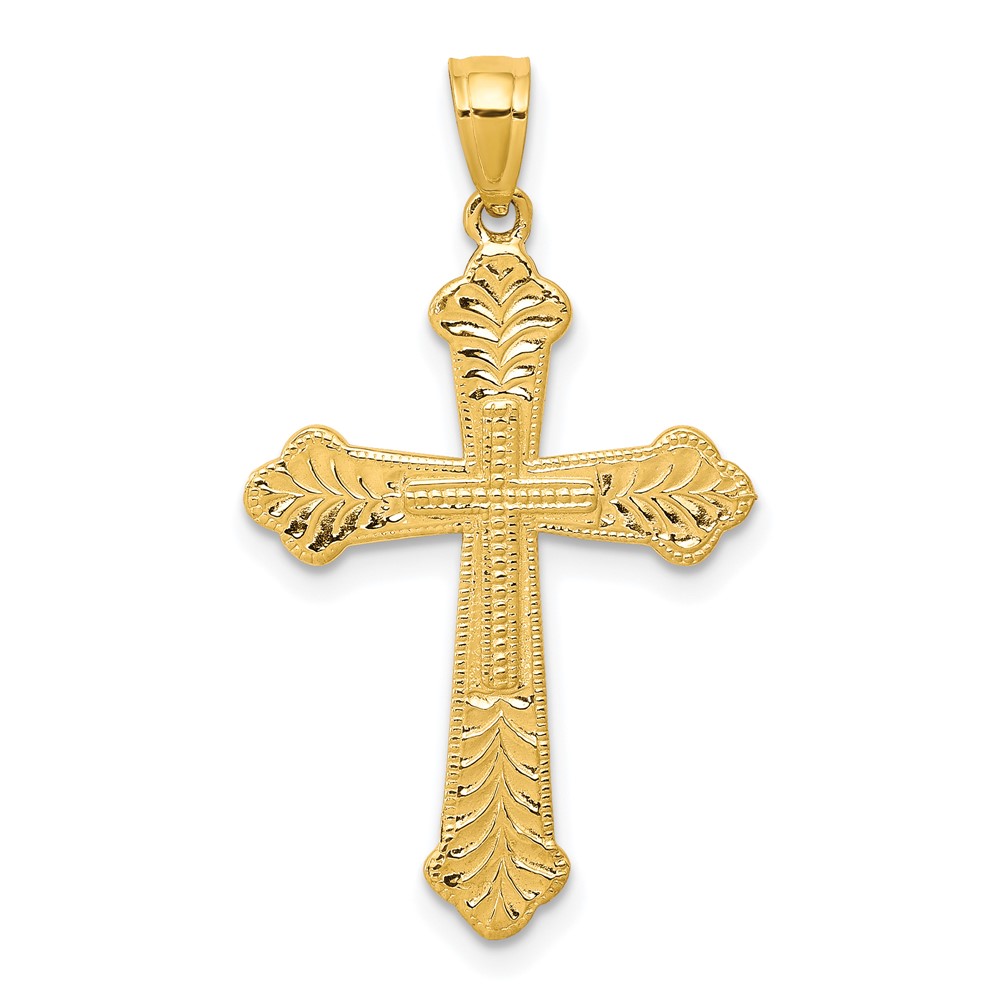 10C1131.jpg 10k Budded Cross Pendant - Image 1