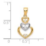 10K w/Rhodium CZ 3-Heart Pendant - Image 3