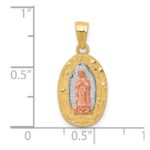 10K Two-Tone White Rhodium Lady Of Guadalupe Oval Pendant - Image 3