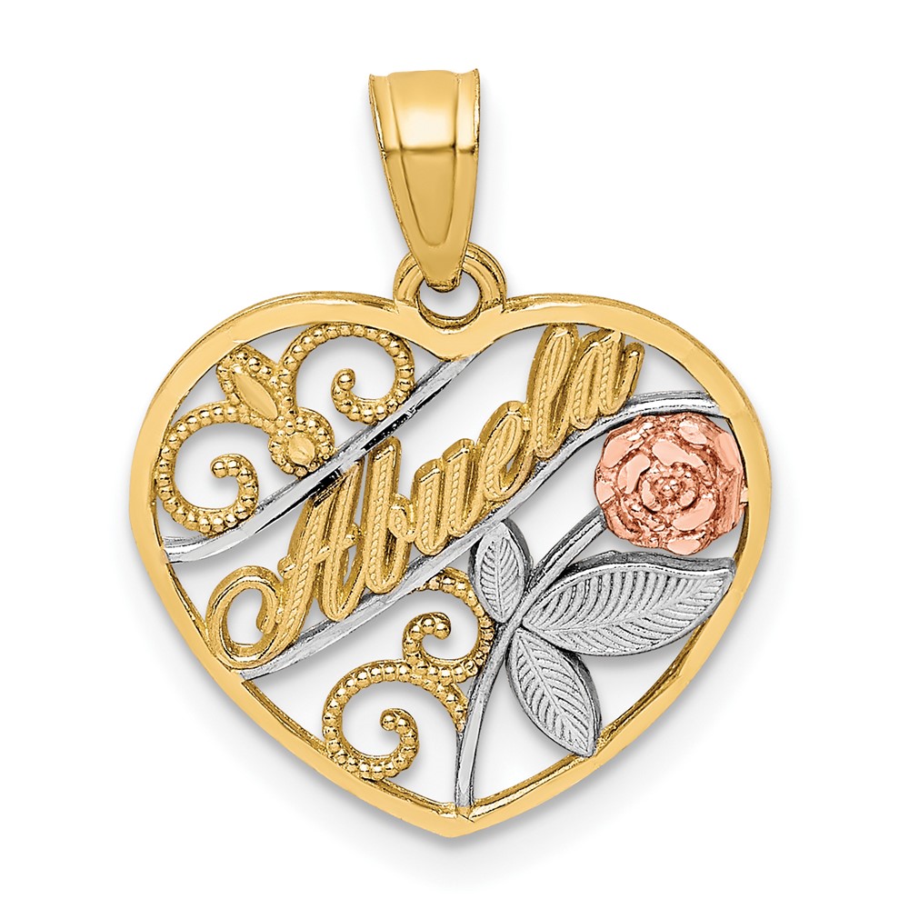 10C1356.jpg 10K Two-Tone w/White Rhodium ABUELA Pendant - Image 1