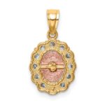 10K Two-Tone w/White Rhodium CZ Guadalupe Pendant - Image 3