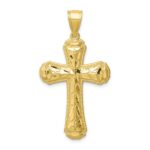 10K Diamond-cut Cross Pendant