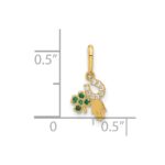 10K Polished Clover Horseshoe Hamsa CZ Luck Pendant - Image 4