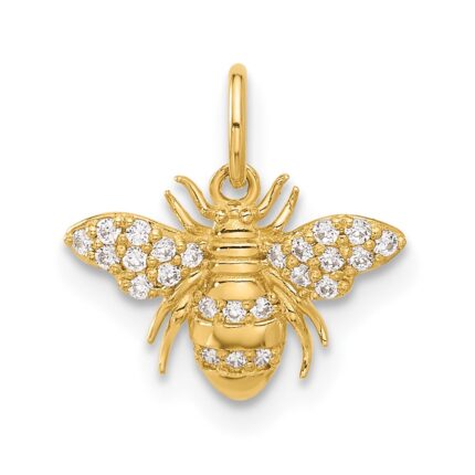 10K Polished Clear CZ Bee Charm