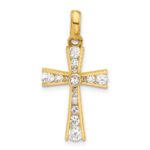 10K Polished CZ Latin Cross Pendant