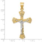 10k Two-tone Diamond-cut Crucifix Pendant - Image 3