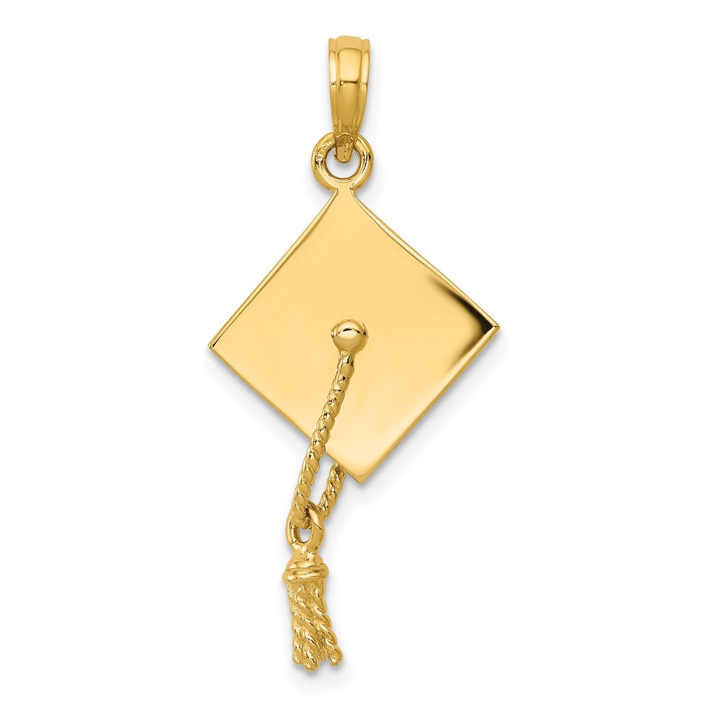 10C2229.jpg 10k Solid Polished 3-D Graduation Cap Pendant - Image 1