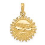 10k Solid Polished Reversible Sun Pendant