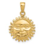 10k Solid Polished Reversible Sun Pendant - Image 3