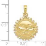 10k Solid Polished Reversible Sun Pendant - Image 5