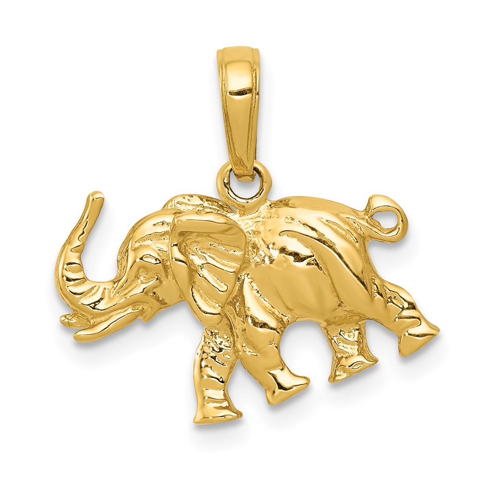 10C2365.jpg 10K Satin 3-D Elephant Pendant - Image 1
