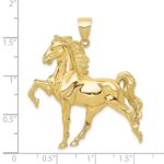 10k Solid Polished Open-Backed Horse Pendant - Image 3